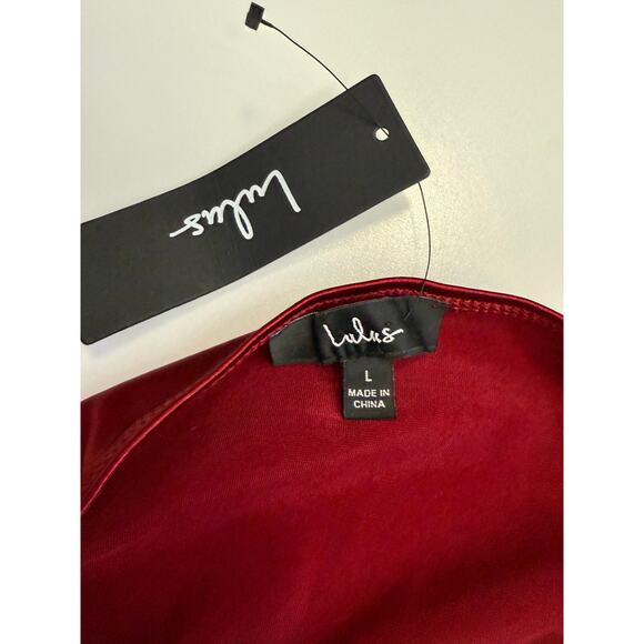 L NWT Lulu's Red Satin Dress - Picture 2 of 6